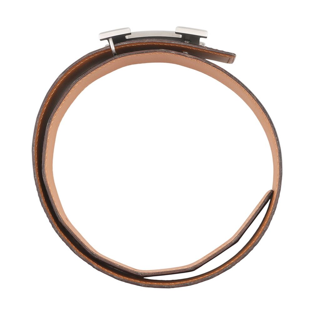 Hermes Belt Constance Dark Brown Matte Silver Porosus Leather 60