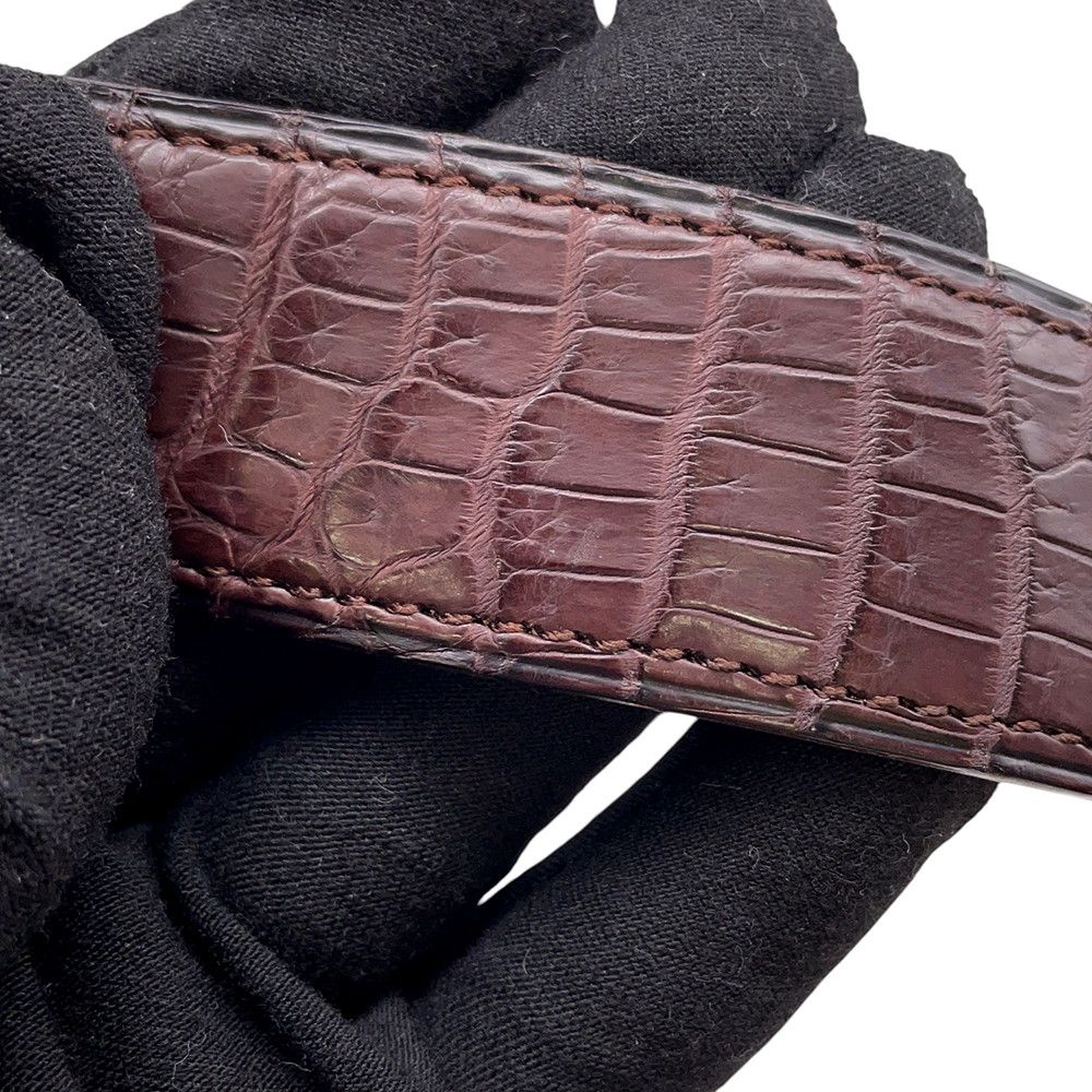 Hermes Belt Constance Dark Brown Matte Silver Porosus Leather 60