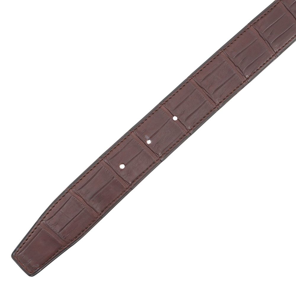 Hermes Belt Constance Dark Brown Matte Silver Porosus Leather 60