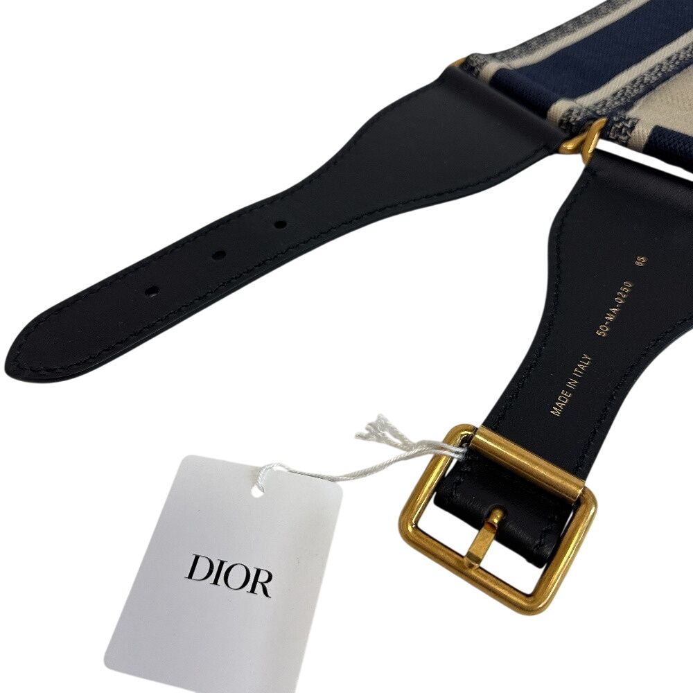 Dior Embroidered Belt Navy