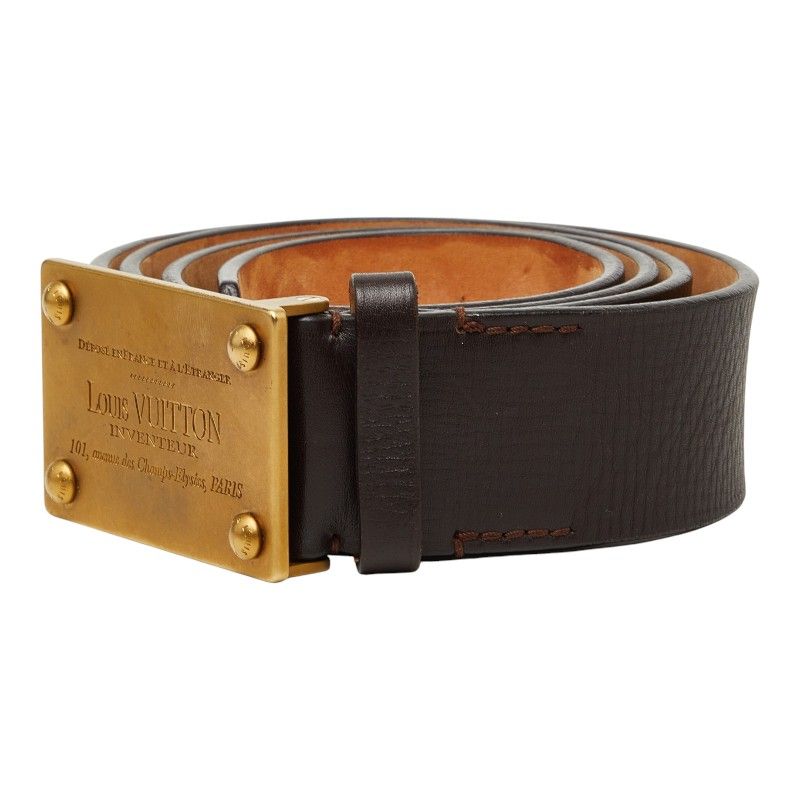 Louis Vuitton Utah Ceinture Aventure Belt 100 40 Dark Brown Leather