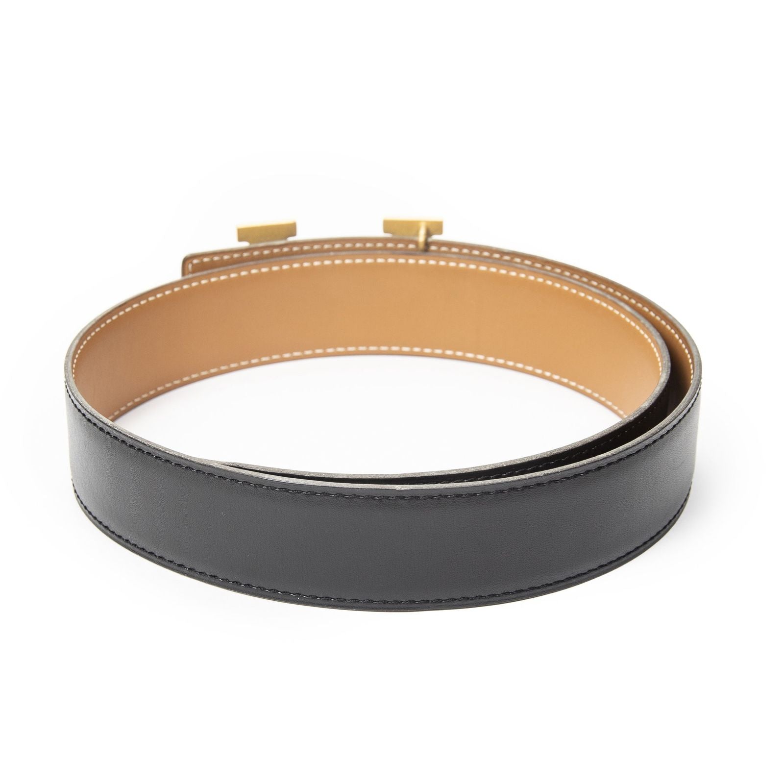 Hermes Constance Belt 32 Black Brown Box Leather