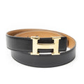 Hermes Constance Belt 32 Black Brown Box Leather