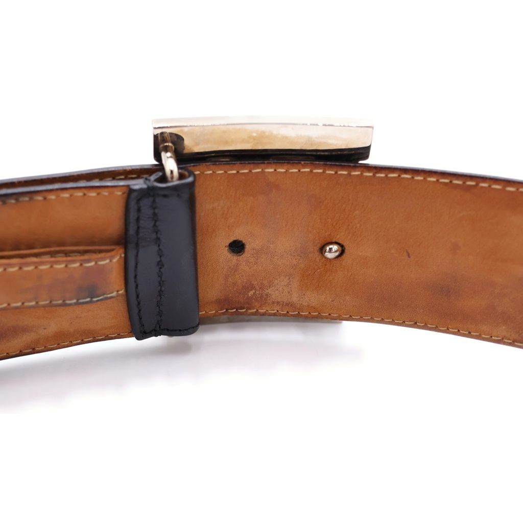 Fendi FF Big Logo Buckle Leather Belt Black