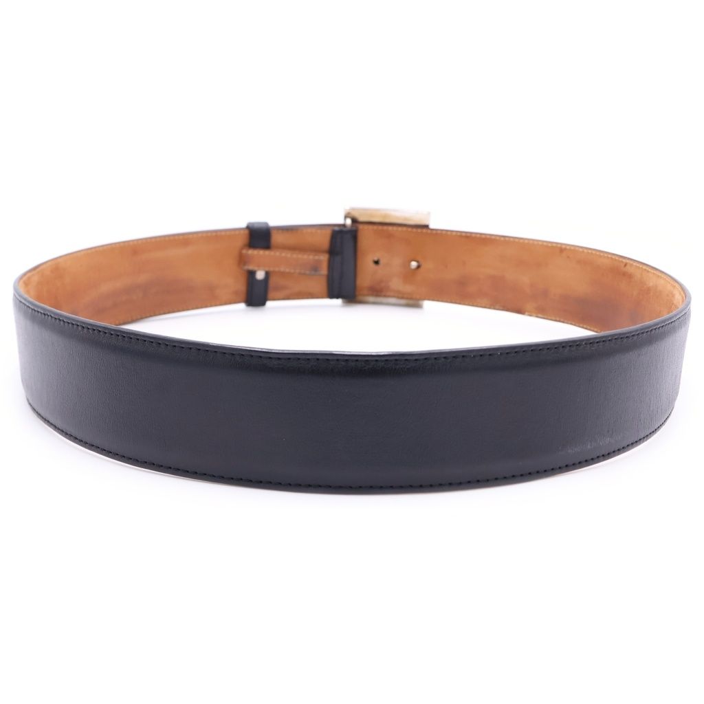 Fendi FF Big Logo Buckle Leather Belt Black