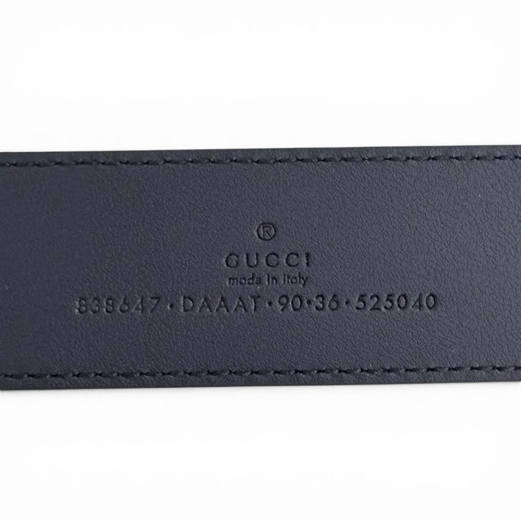 Gucci Daaat Web Detail Buckle Leather Belt Navy Silver 90 Recommended