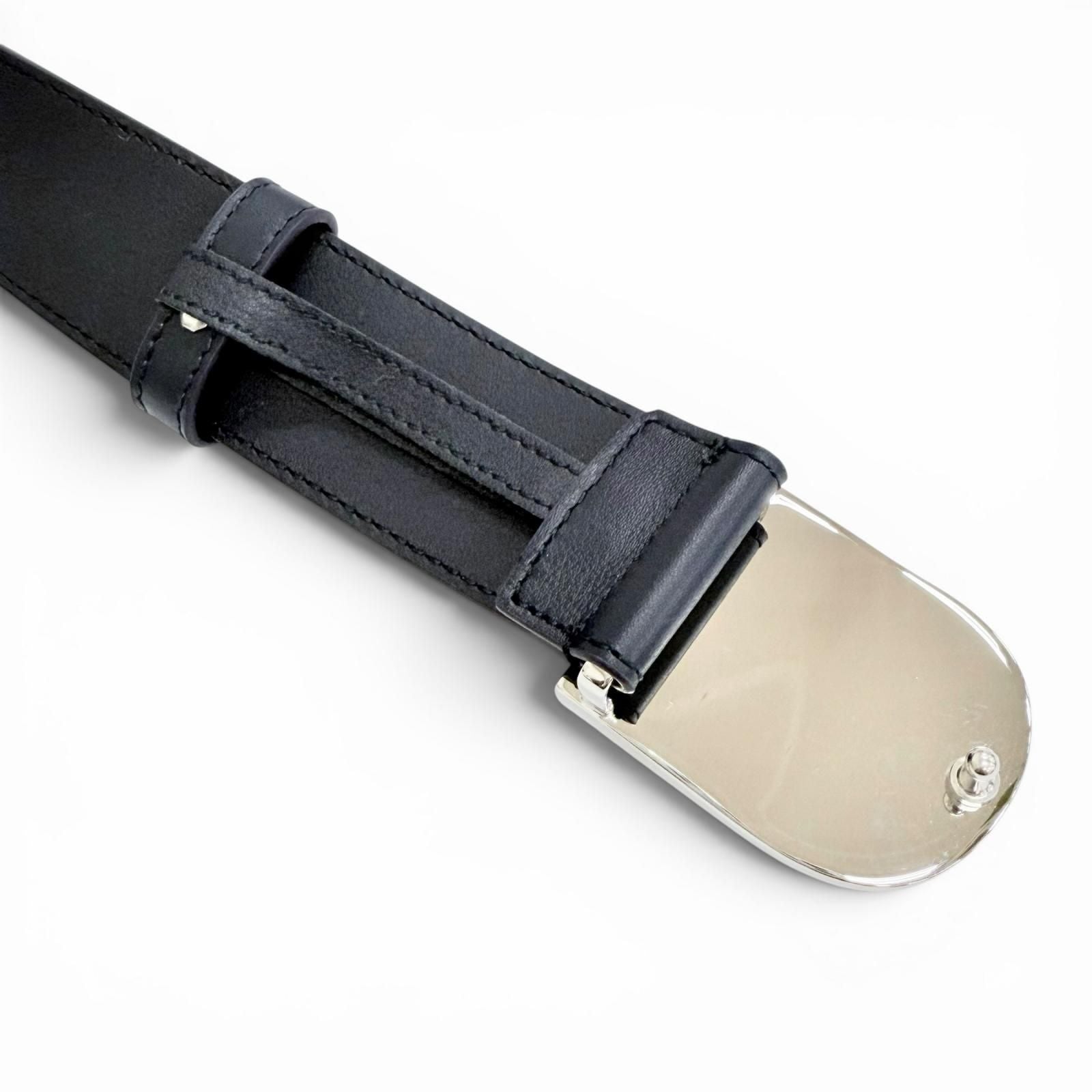 Gucci Daaat Web Detail Buckle Leather Belt Navy Silver 90 Recommended