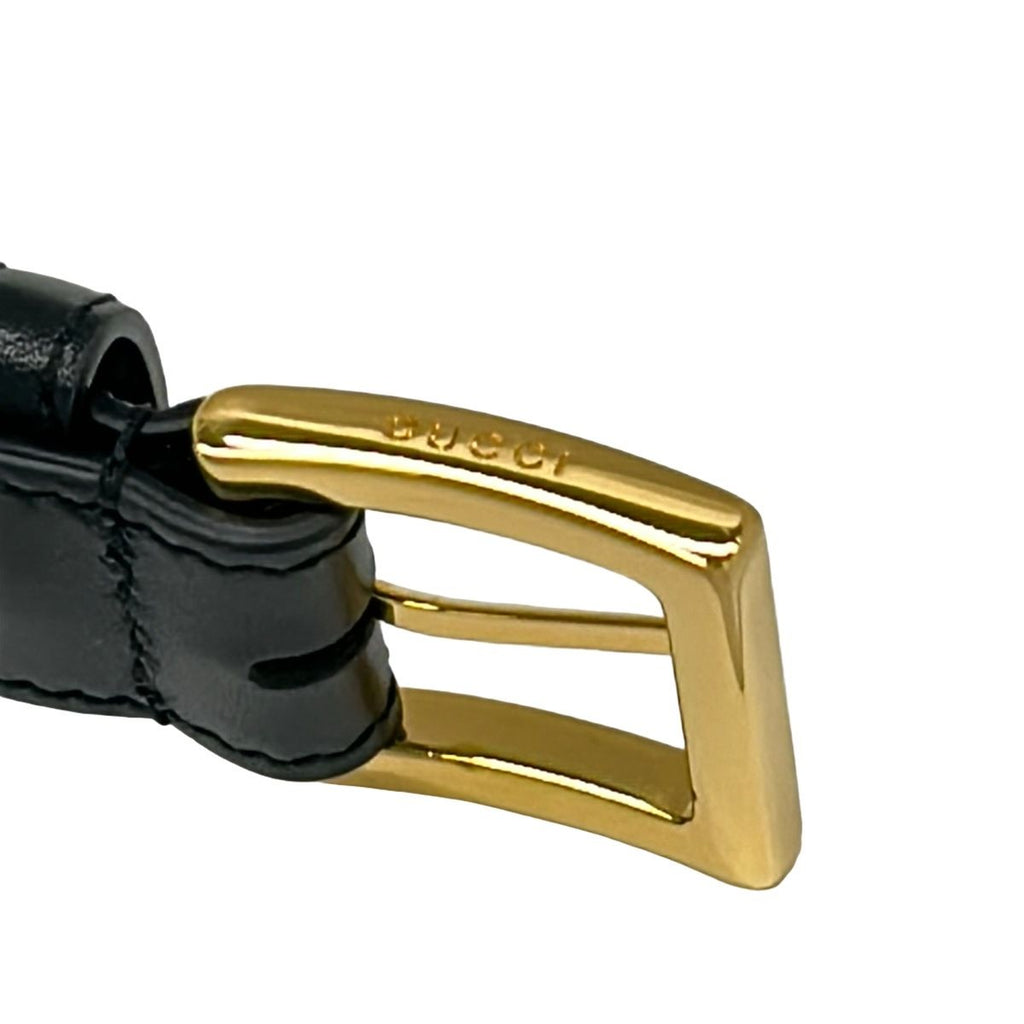 Gucci Belt 80 32 Black Gold Horsebit Leather