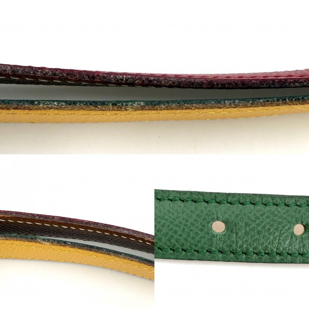 Hermes Belt Reversible 90 Leather Red Green Gold