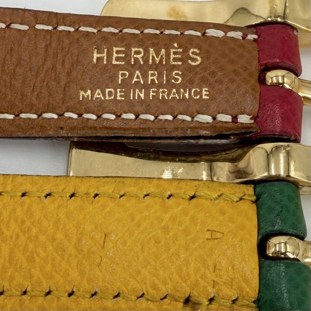 Hermes Belt Reversible 90 Leather Red Green Gold