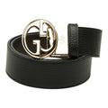 Gucci Interlocking Reversible Belt 75 30 Black Leather Metal