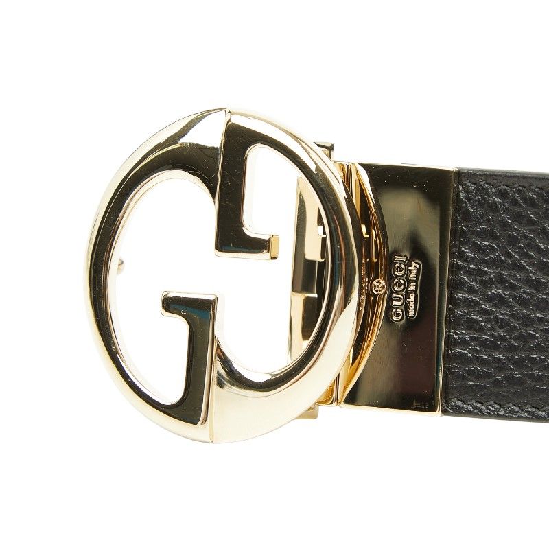 Gucci Interlocking Reversible Belt 75 30 Black Leather Metal