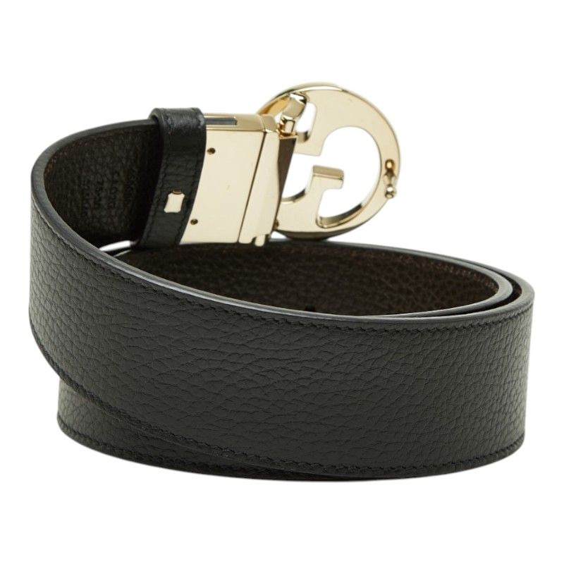 Gucci Interlocking Reversible Belt 75 30 Black Leather Metal