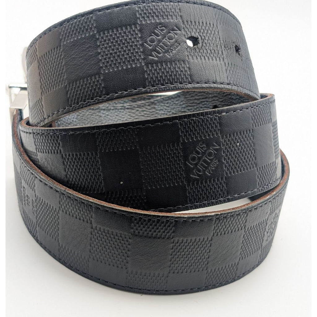 Louis Vuitton Ceinture Damier Print Graphite Infini Reversible Black Belt