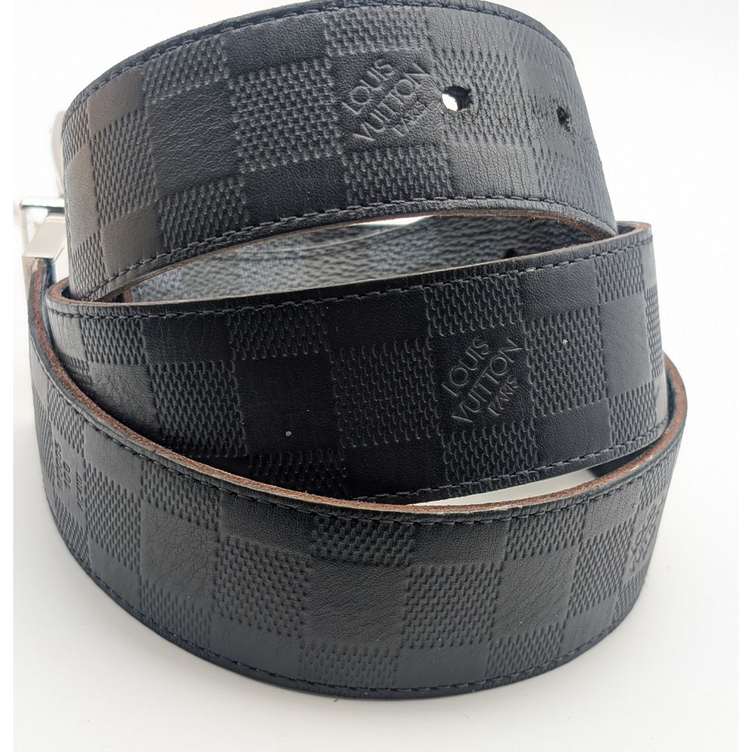 Louis Vuitton Ceinture Damier Print Graphite Infini Reversible Black Belt