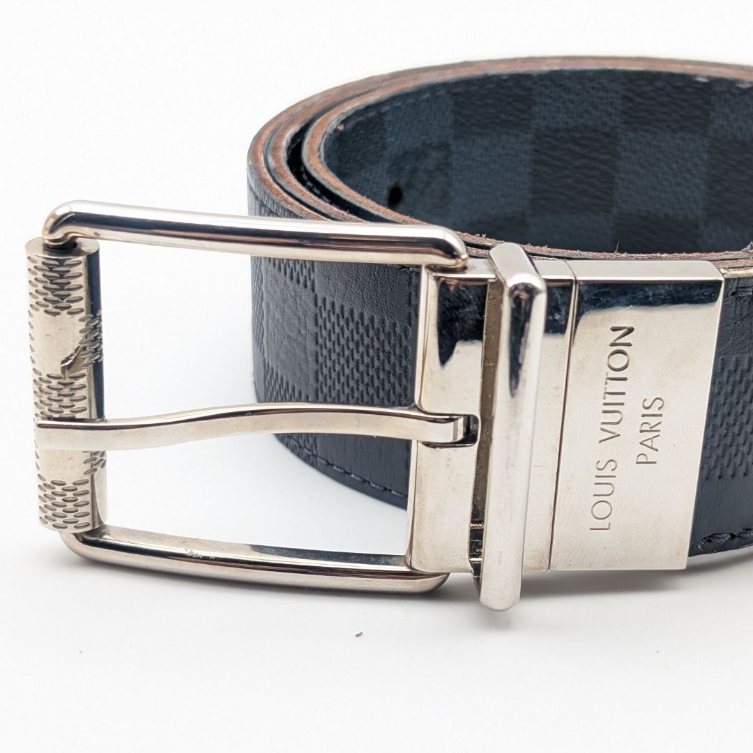 Louis Vuitton Ceinture Damier Print Graphite Infini Reversible Black Belt