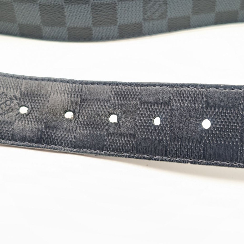 Louis Vuitton Ceinture Damier Print Graphite Infini Reversible Black Belt