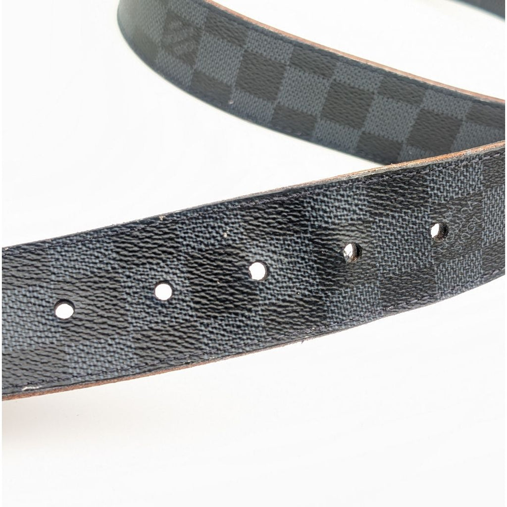 Louis Vuitton Ceinture Damier Print Graphite Infini Reversible Black Belt