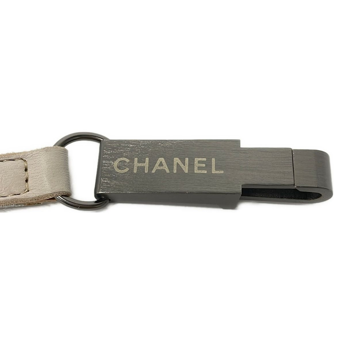 Chanel Belt Beige Silver Leather