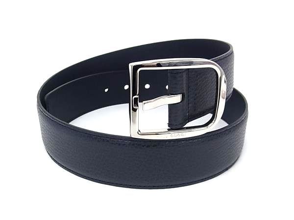 Gucci Leather Silver 85 34 Dark Navy Belt