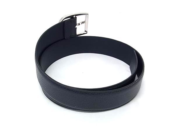 Gucci Leather Silver 85 34 Dark Navy Belt