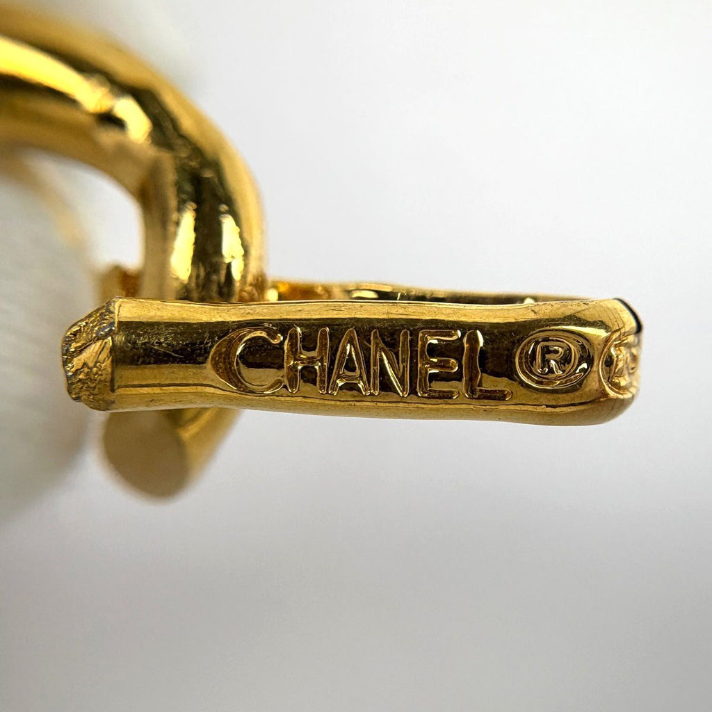 Chanel CC Logo Chain Belt 94 Leather Gold Black