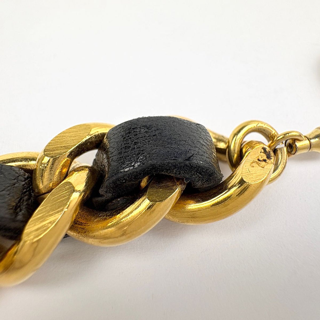 Chanel CC Logo Chain Belt Leather Gold Black