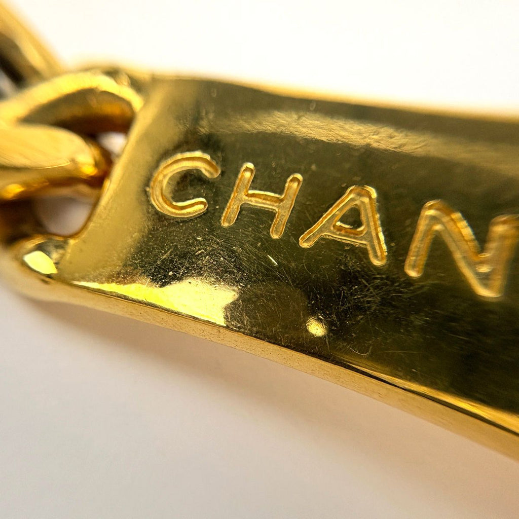 Chanel CC Logo Chain Belt Leather Gold Black