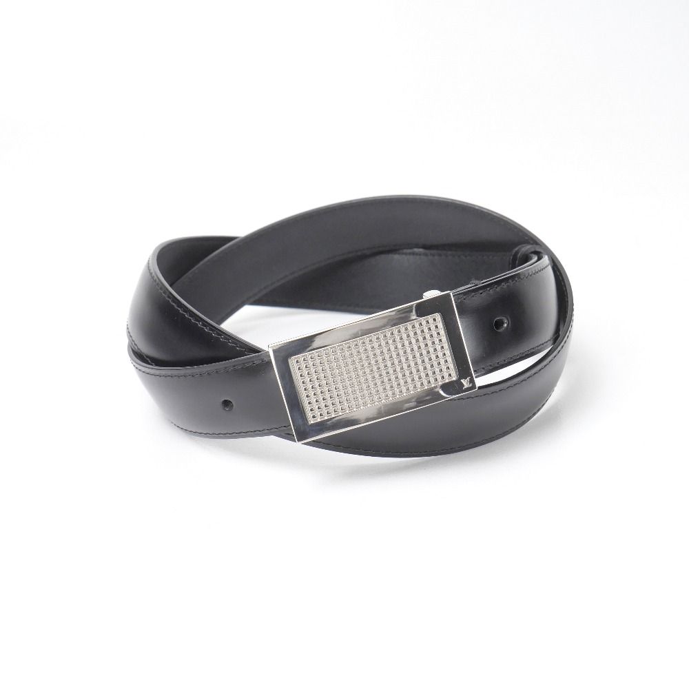 Louis Vuitton Ceinture Belt 100 40 Leather Black Silver