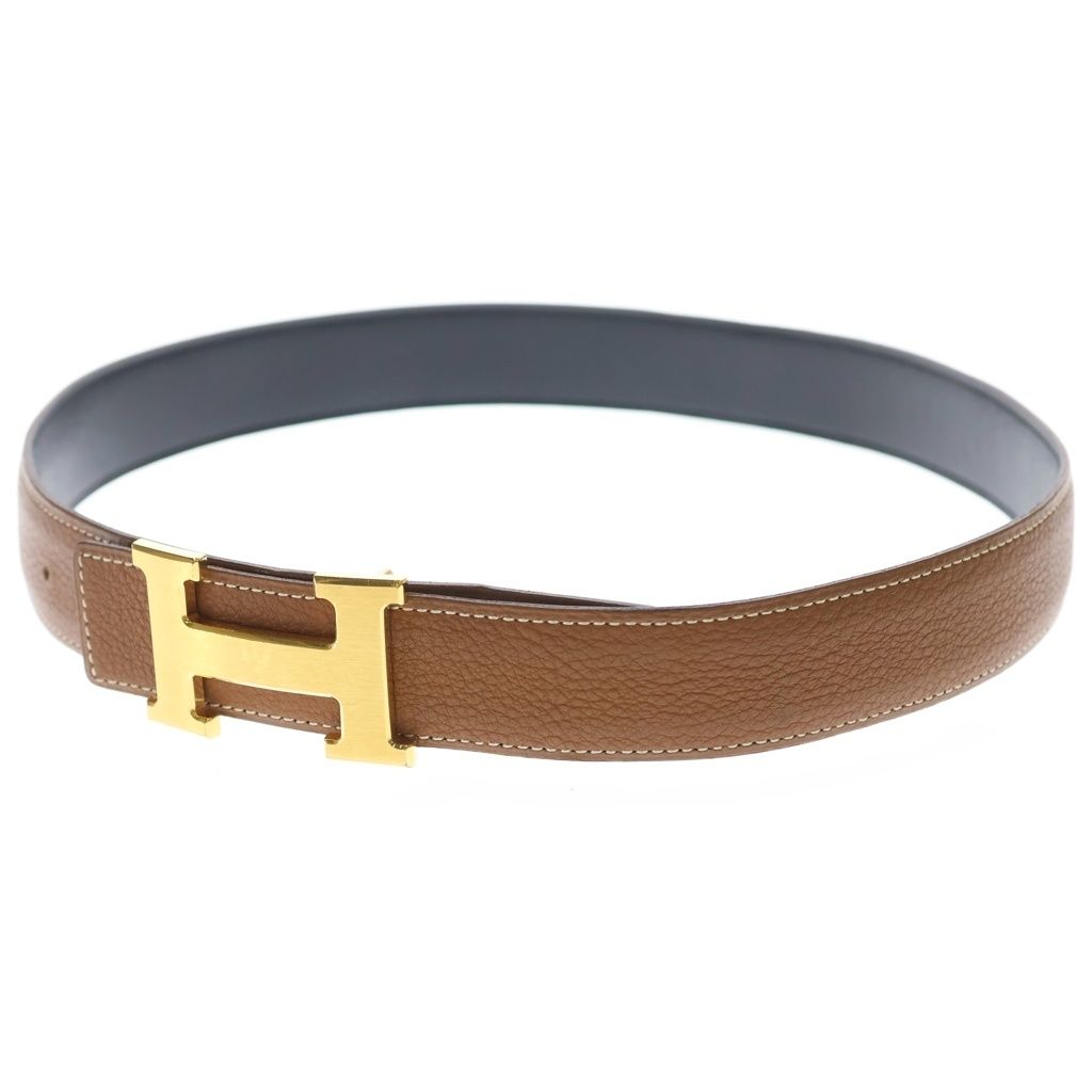 Hermes Constance Reversible Leather Belt Black Brown Gold