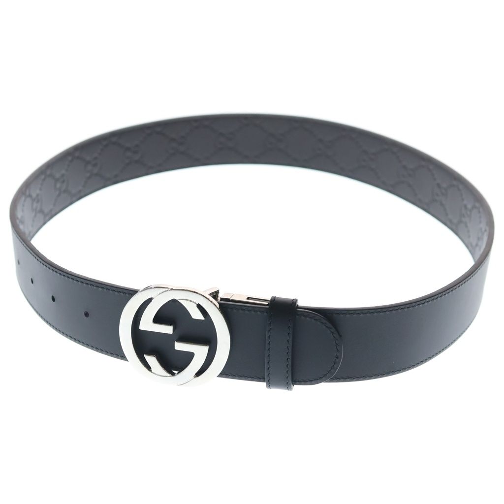 Gucci Interlocking Leather Belt Brown Silver