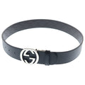 Gucci Interlocking Leather Belt Brown Silver