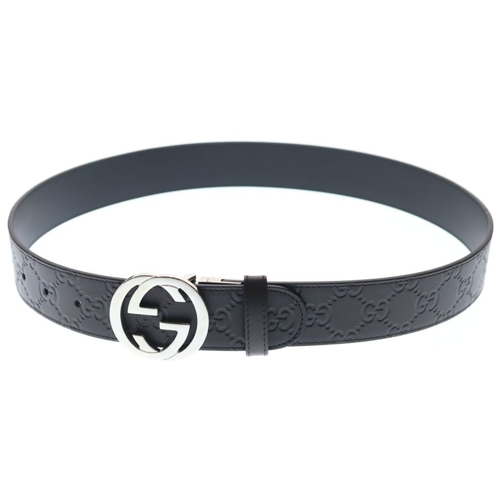 Gucci Interlocking Leather Belt Brown Silver