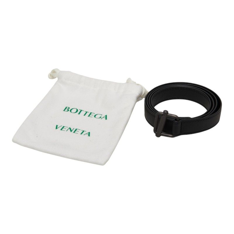 Bottega Veneta Lola Buckle Narrow Belt Black Leather