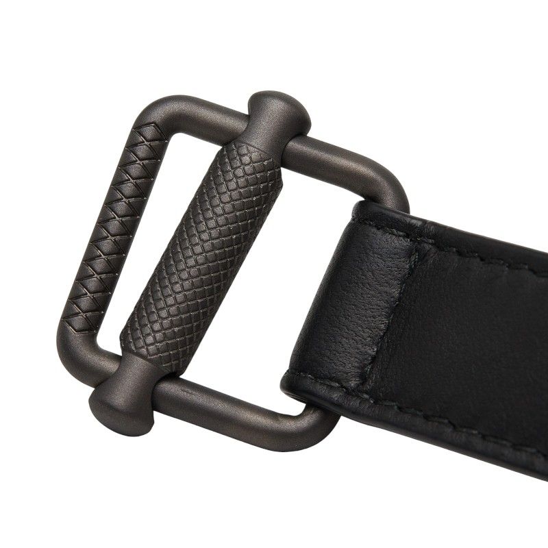 Bottega Veneta Lola Buckle Narrow Belt Black Leather