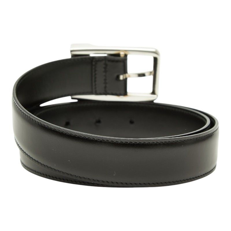 Gucci Sherry Line Square Logo Buckle Belt Black Silver Leather