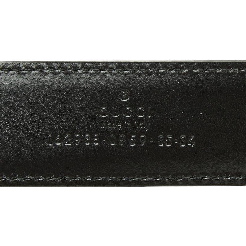Gucci Sherry Line Square Logo Buckle Belt Black Silver Leather