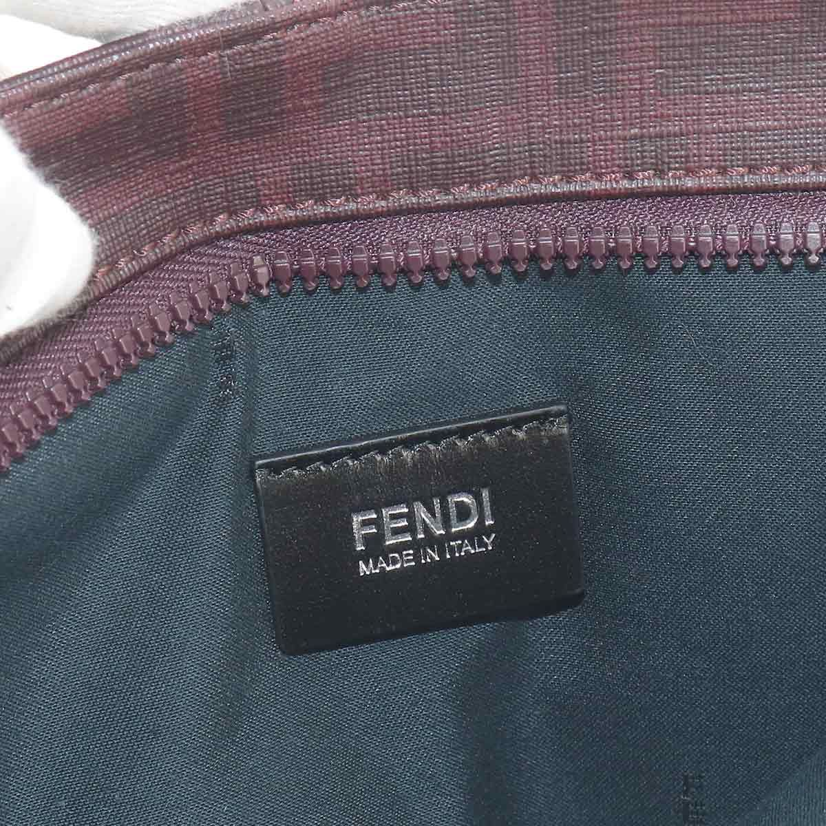 Fendi Zucca Belt Bag Leather Bordeaux Silver
