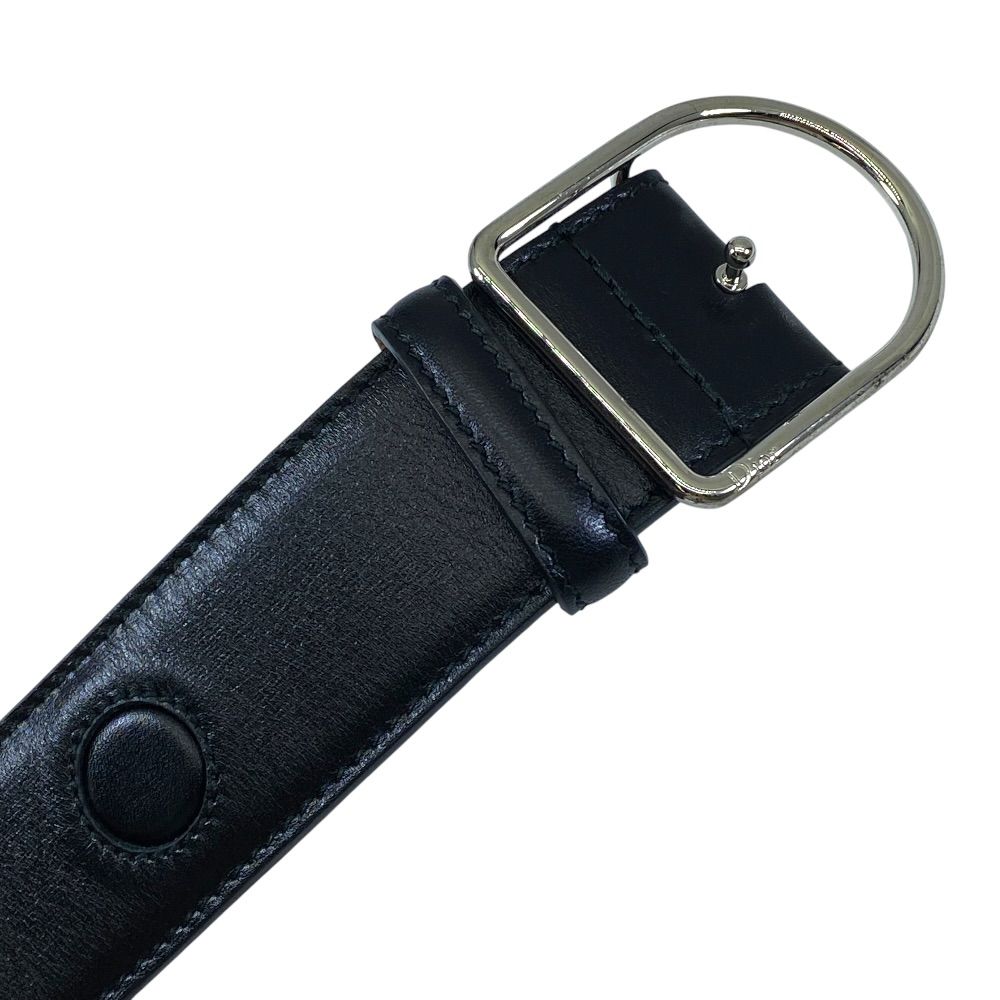 Dior D Logo Buckle Belt Leather Black Practical