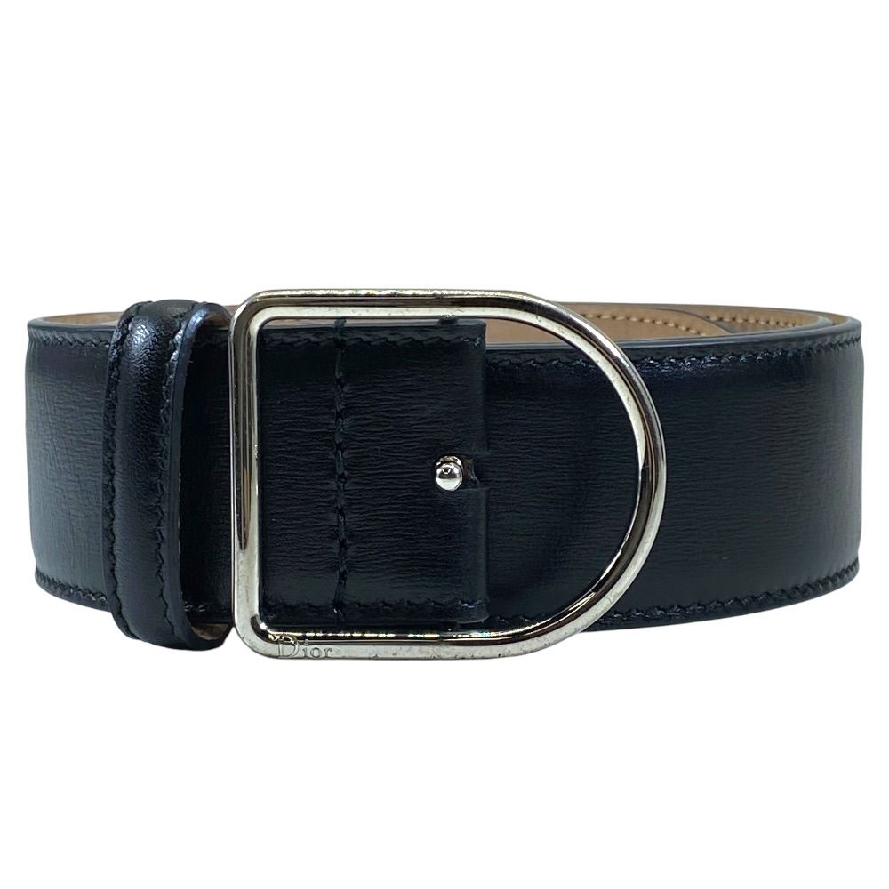 Dior D Logo Buckle Belt Leather Black Practical