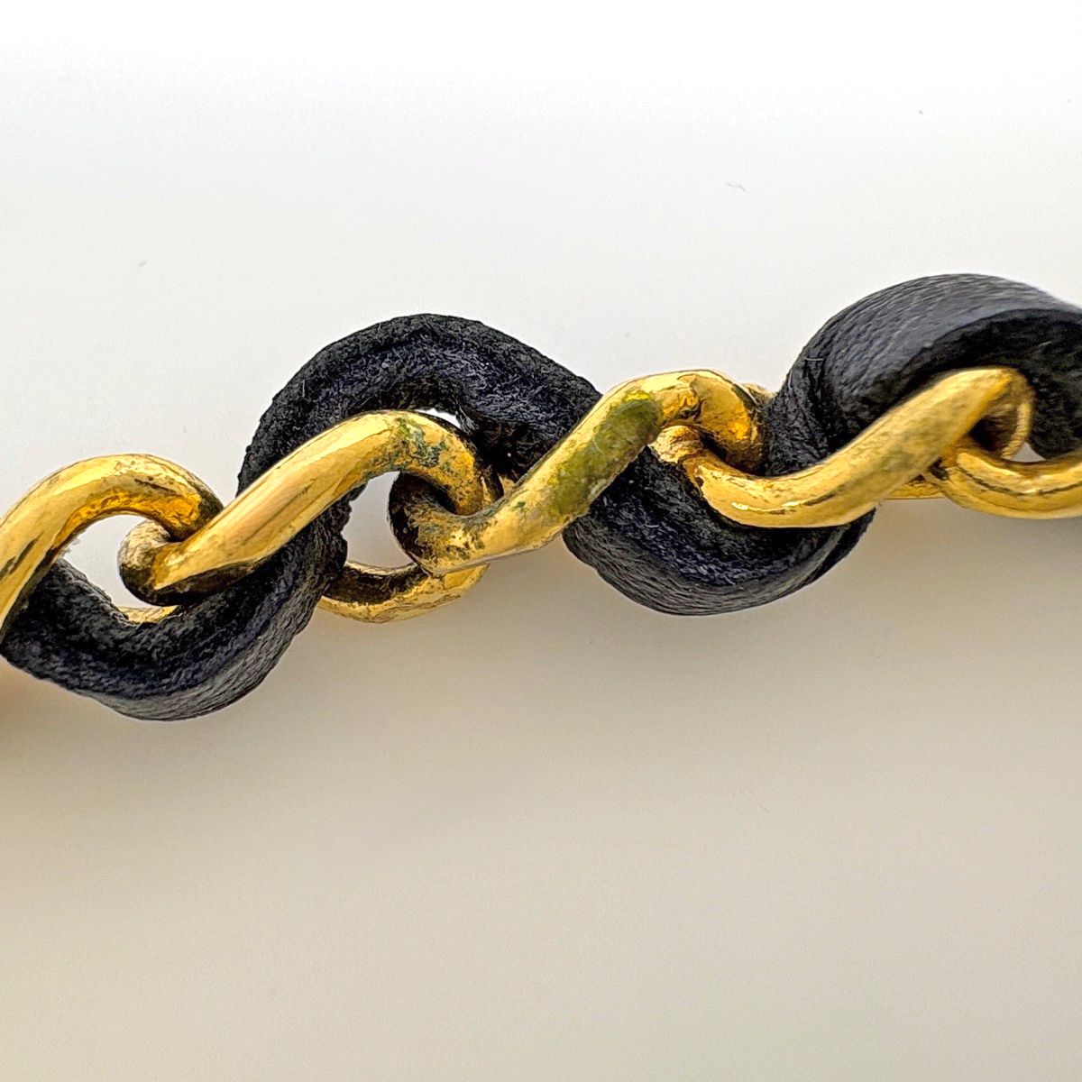Chanel CC Logo Chain Belt Triple Strand Leather Gold Black