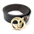 Gucci Interlocking Leather Black Belt Gold