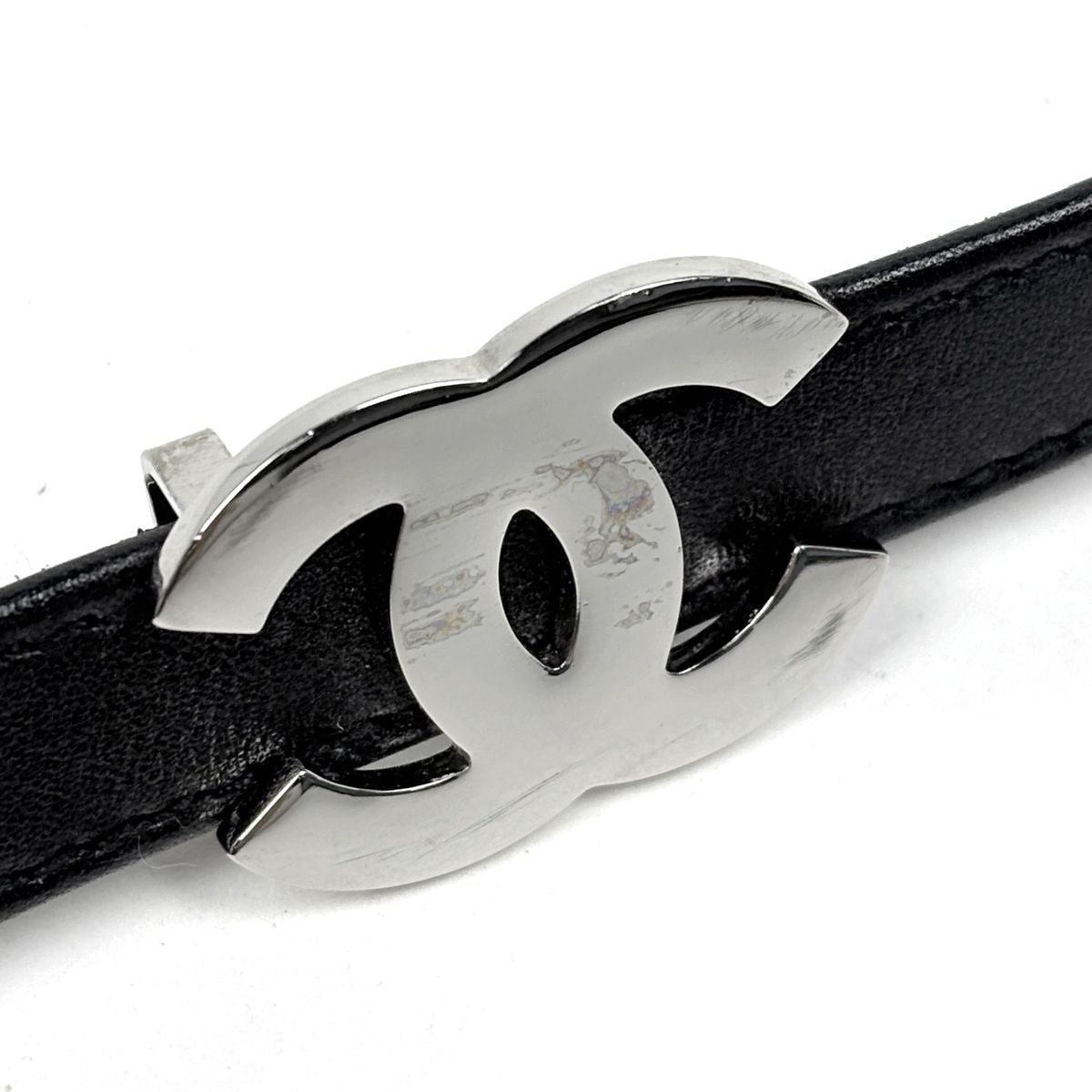 Chanel CC Logo Belt 97 Leather Black