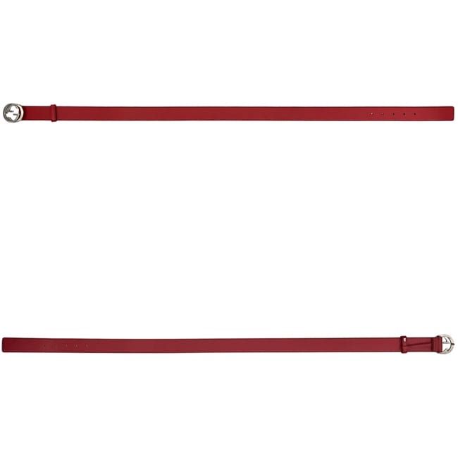 Gucci Belt Red Interlocking Waist 100 35 Leather Metal GG Logo Buckle