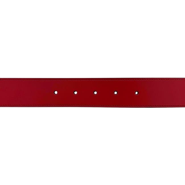 Gucci Belt Red Interlocking Waist 100 35 Leather Metal GG Logo Buckle