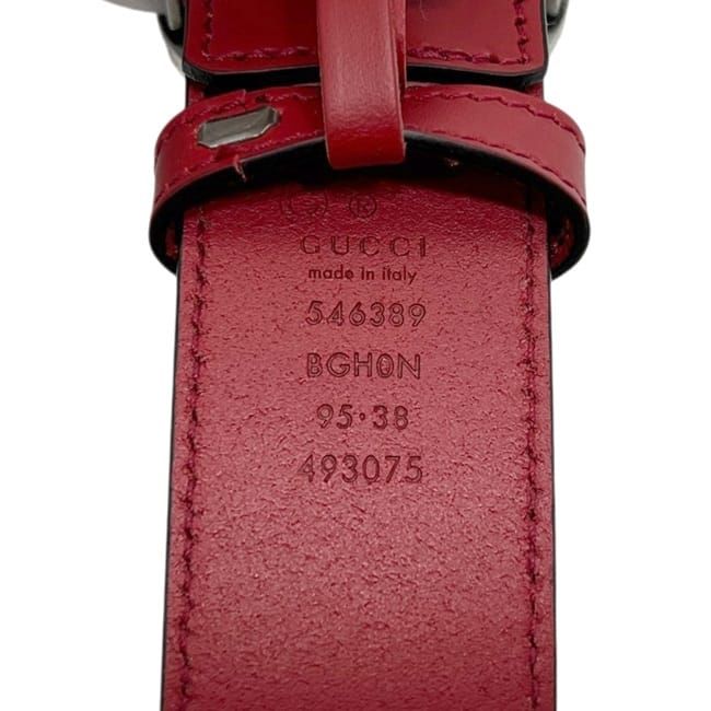 Gucci Belt Red Interlocking Waist 100 35 Leather Metal GG Logo Buckle