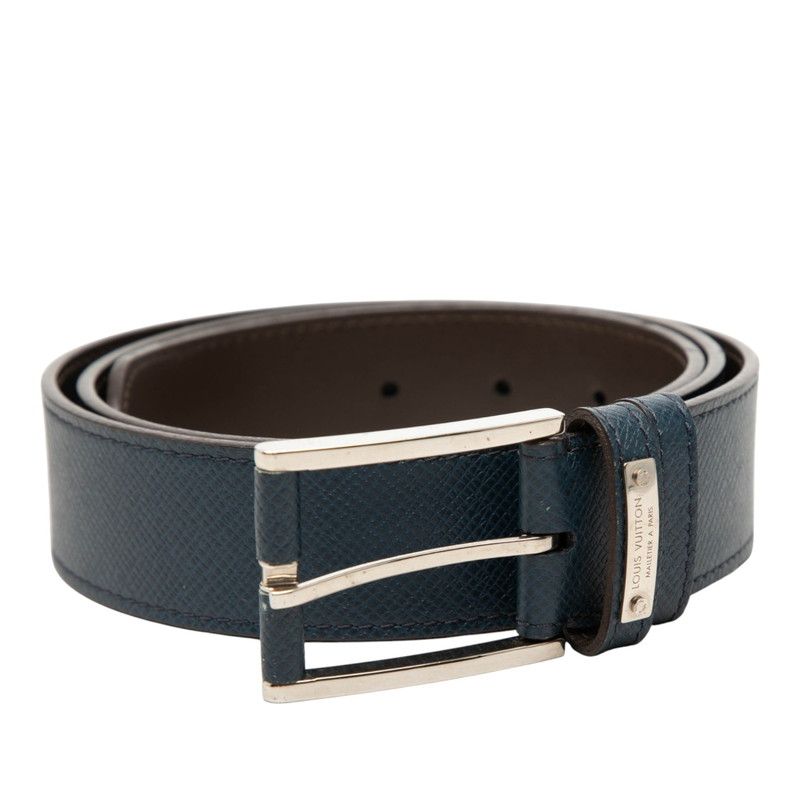 Louis Vuitton 95 36 Navy Brown Leather Belt