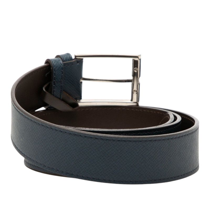 Louis Vuitton 95 36 Navy Brown Leather Belt