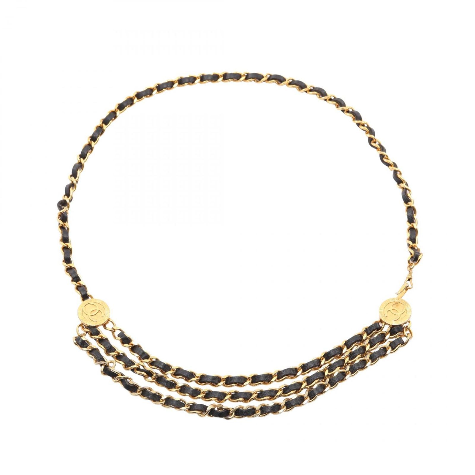 Chanel Belt CC Logo Chain Leather