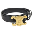 Celine Belt Triomphe Gold Leather Black